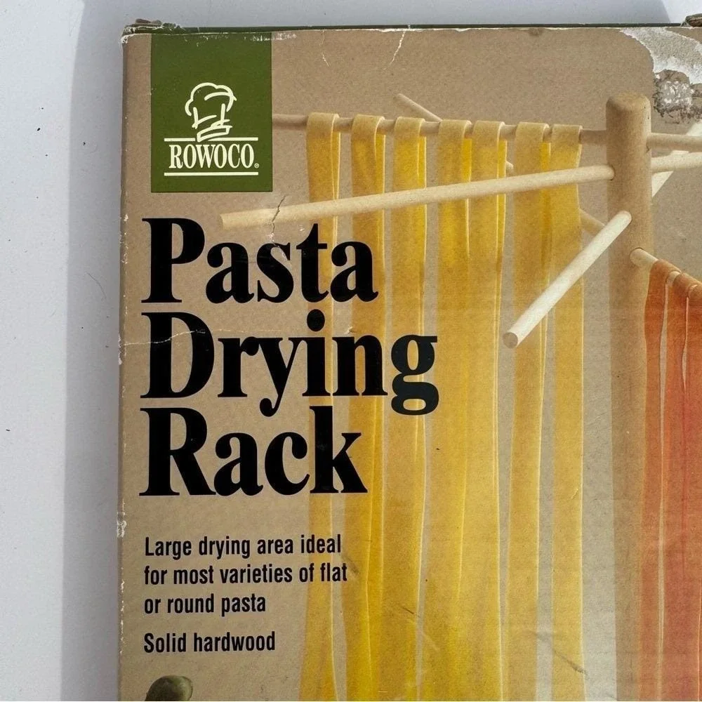 Rowoco Pasta Drying Rack NIB Natural Wood 1995 Vintage Kitchen Foodie Noodles